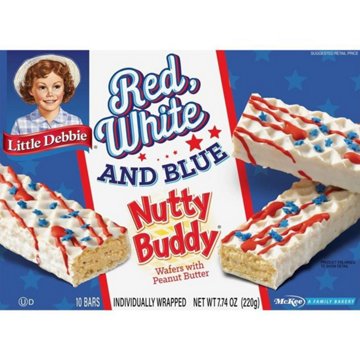 Little Debbie Red White & Blue Nutty Buddy Snack Bars, 10 ct