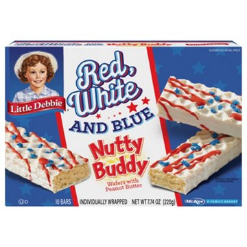 Little Debbie Red White & Blue Nutty Buddy Snack Bars, 10 ct
