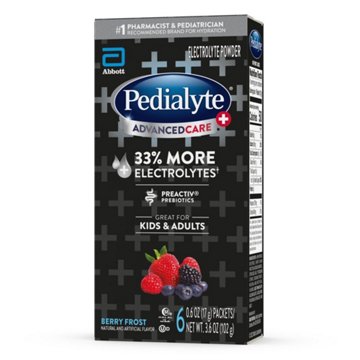 Pedialyte AdvancedCare Plus Electrolyte Powder for Kids & Adults - Berry Frost, 6 ct