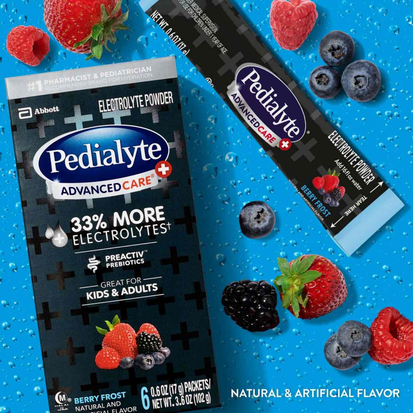 Pedialyte AdvancedCare Plus Electrolyte Powder Packs Berry Frost