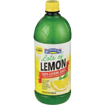 Hill Country Fare Lots of Lemon 100% Lemon Juice, 32 oz
