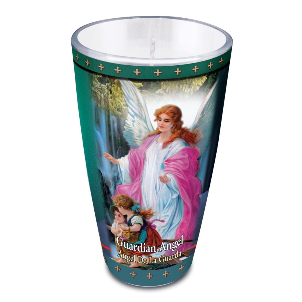 St. Jude Candle Co. Guardian Angel Candle in Reusable Drinking Glass, White Wax Unscented