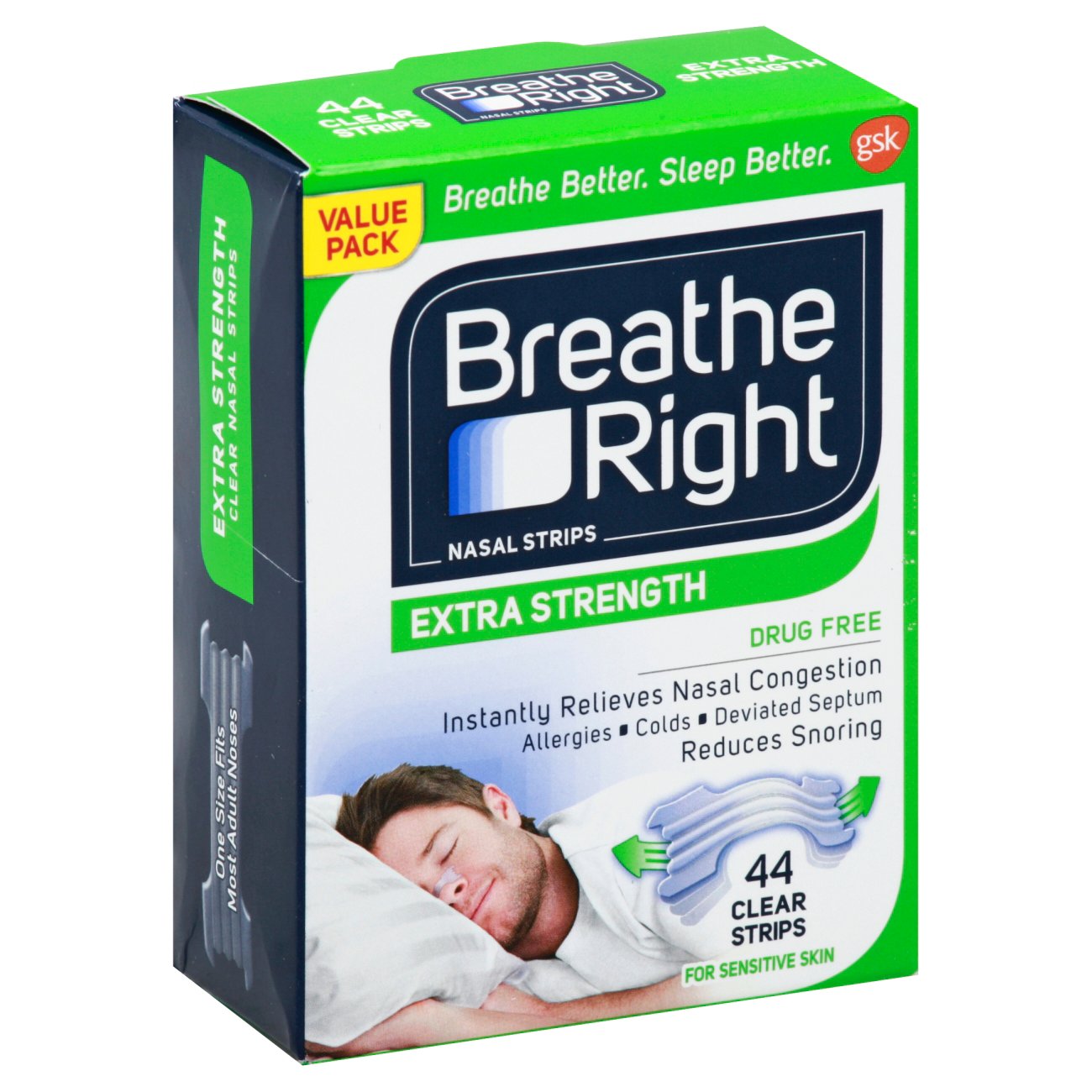  Breathe Right Nasal Strips Clear Sensitive Skin Small/Medium -  30 Strips, Pack of 4 : Health & Household