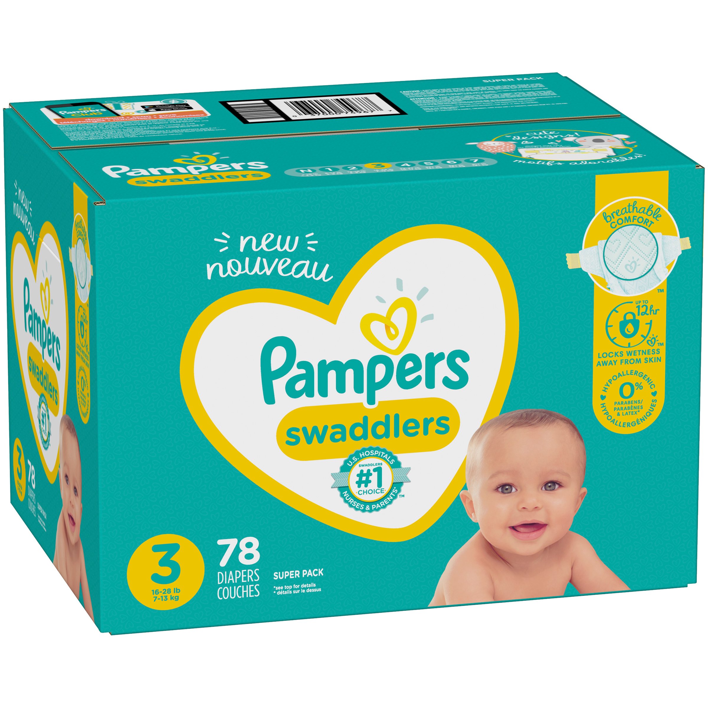 size 3 pampers swaddlers