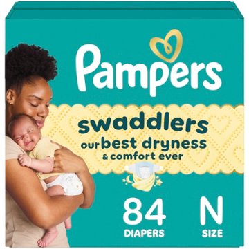 Pampers Swaddlers Diapers, Size 0 (up to 10 lbs), Absorbent, Keeps Baby Dry & Comfortable, Skin Safe Disposable Baby Diaper