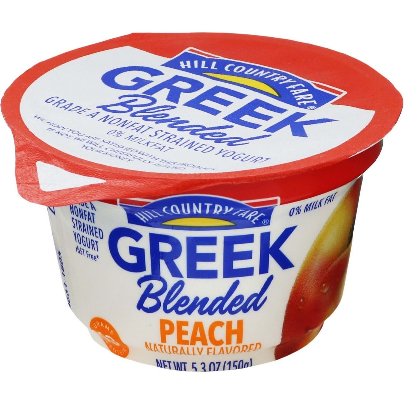 Hill Country Fare 13g Protein Blended Nonfat Greek Yogurt - Peach, 5.3 oz