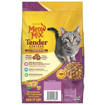 Meow Mix Tender Centers with Basted Bites, Chicken & Tuna Flavors, Dry Cat Food
