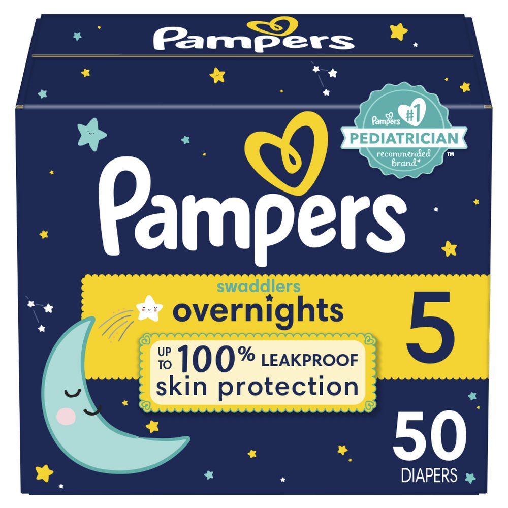 Pampers Swaddlers Overnight Diapers Size 5 - Shop Diapers at H-E-B