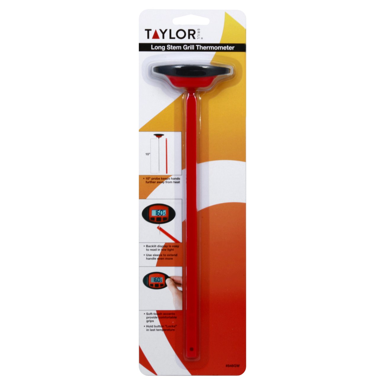 Taylor Long Stem Grilling Thermometer Red LCD Readout Shop Kitchen