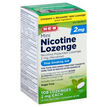 H-E-B Mini 2 mg Nicotine Lozenges - Mint, 108 ct