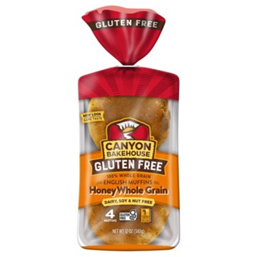 Canyon Bakehouse Gluten Free Honey Whole Grain English Muffins, 4 ct