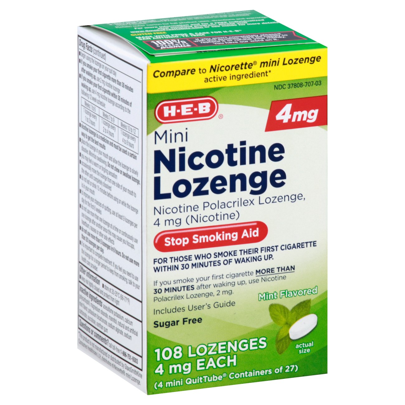 HEB Mini Nicotine Lozenge 4 mg Mint Shop Smoking Cessation at HEB
