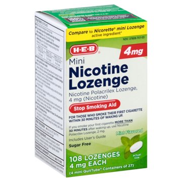 H-E-B Mini 4 mg Nicotine Lozenges - Mint, 108 ct