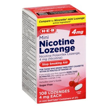 H-E-B Mini 4 mg Nicotine Lozenges - Cherry Ice, 108 ct