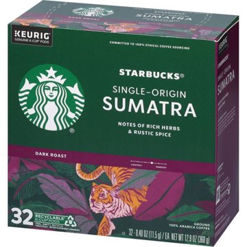 Starbucks Sumatra Single Origin Dark Roast Single Serve Coffee K Cups