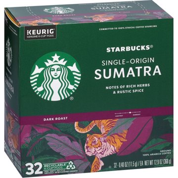 Starbucks Sumatra Single Origin Dark Roast Single Serve Coffee K Cups