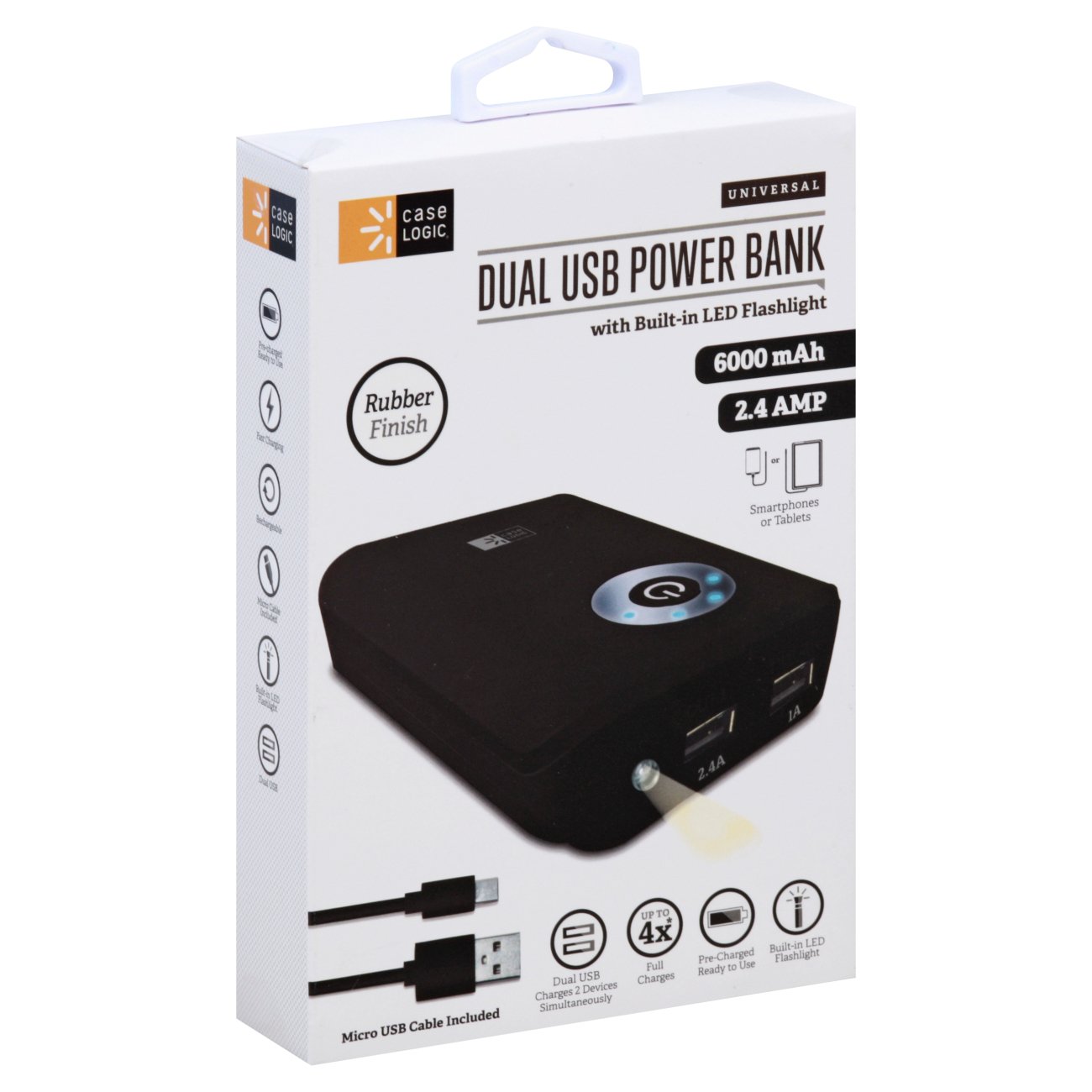weten Kroniek Trend Case Logic Black Dual USB Power Bank with LED Flashlight - Shop External  Batteries at H-E-B