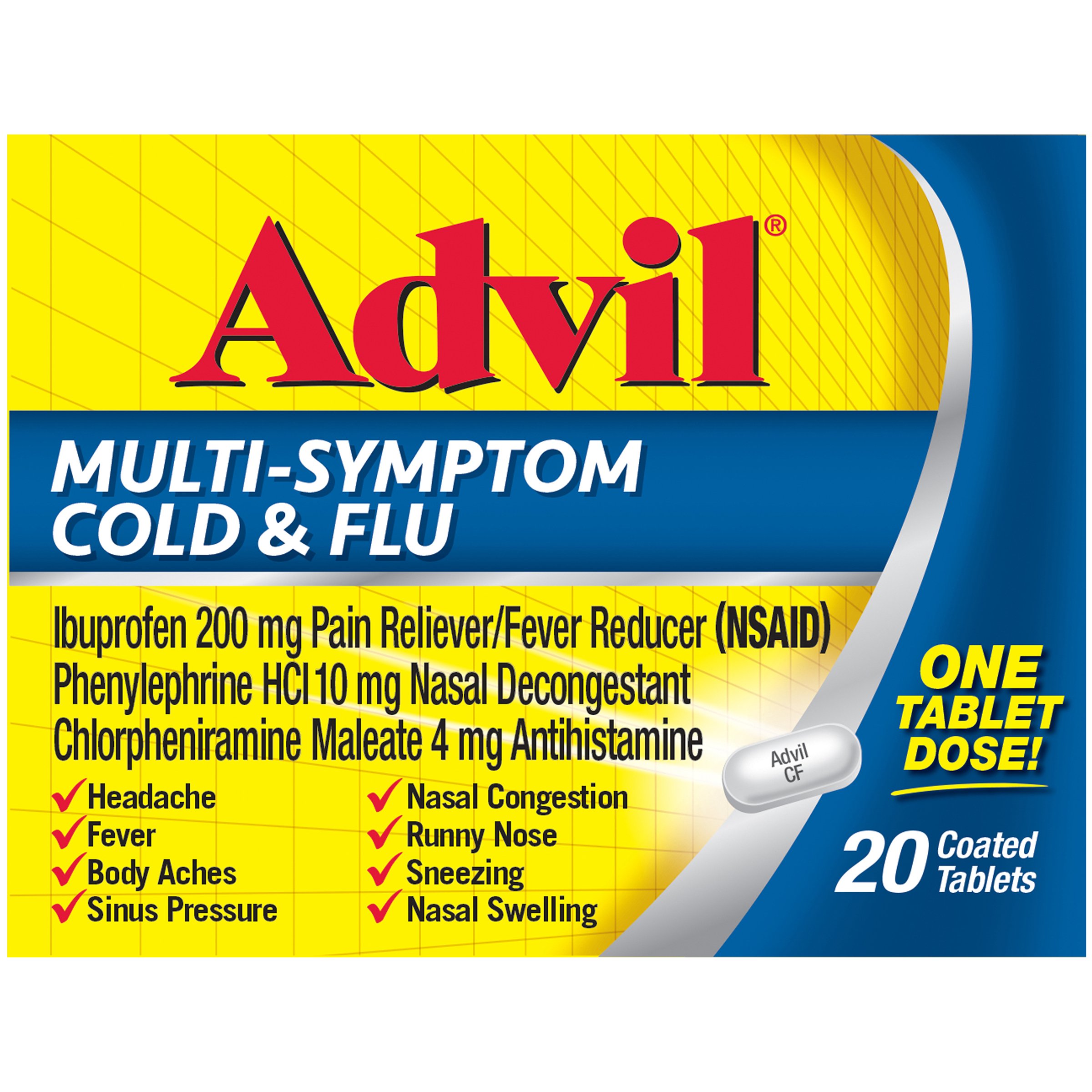 Advil MultiSymptom Cold and Flu Coated Tablet Shop Cough, cold & flu