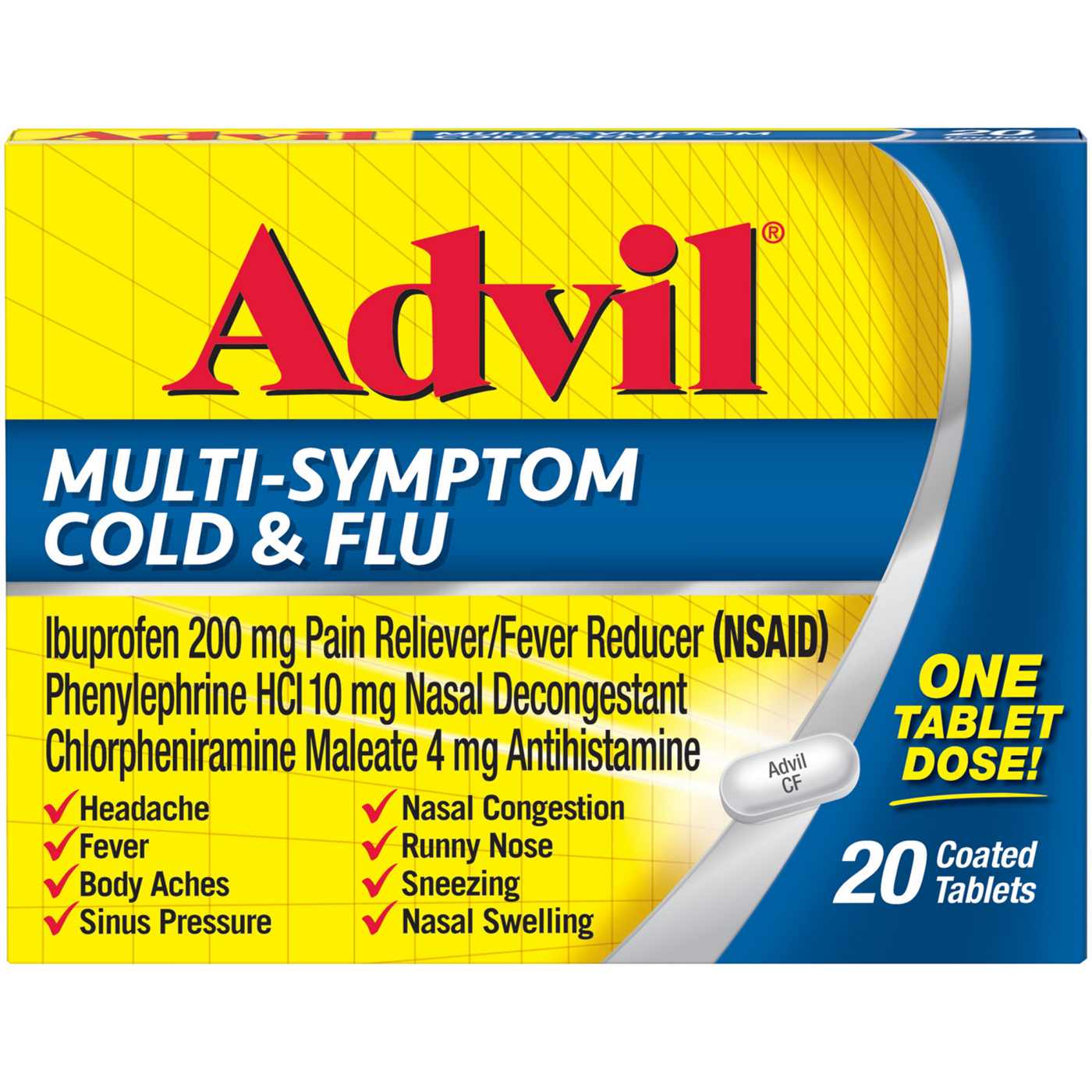 Advil Multi-Symptom Cold and Flu Coated Tablet; image 1 of 7