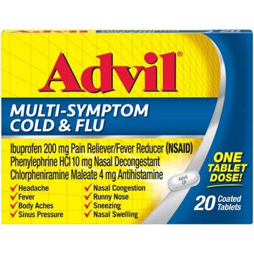 Advil Multi Symptom Cold and Flu Medicine with Ibuprofen, Phenylephrine HCL and Chlorpheniramine Maleate
