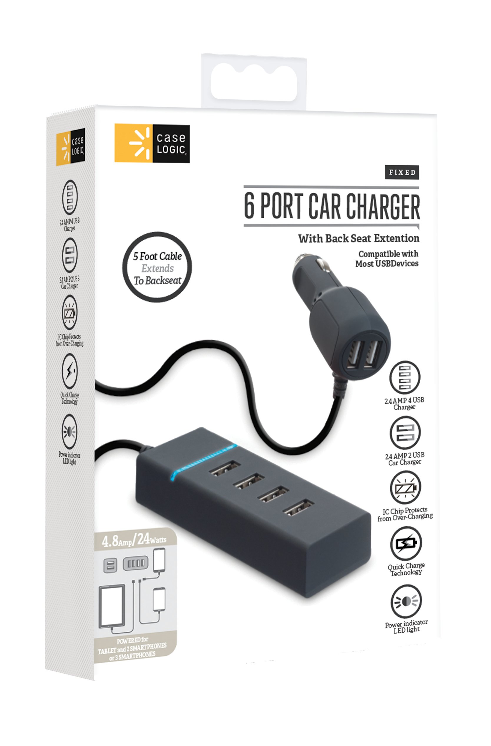 Case Logic 4.8 Amp 6usb Car Charger Black Shop Phone Chargers at HEB
