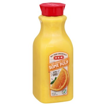 H-E-B 100% Orange Juice - Some Pulp, 52 oz