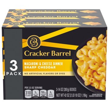 Cracker Barrel Sharp Cheddar Macaroni & Cheese Dinner, 3 ct, 14 oz