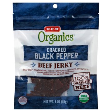 H-E-B Organics 9g Protein Cracked Black Pepper Beef Jerky, 3 oz