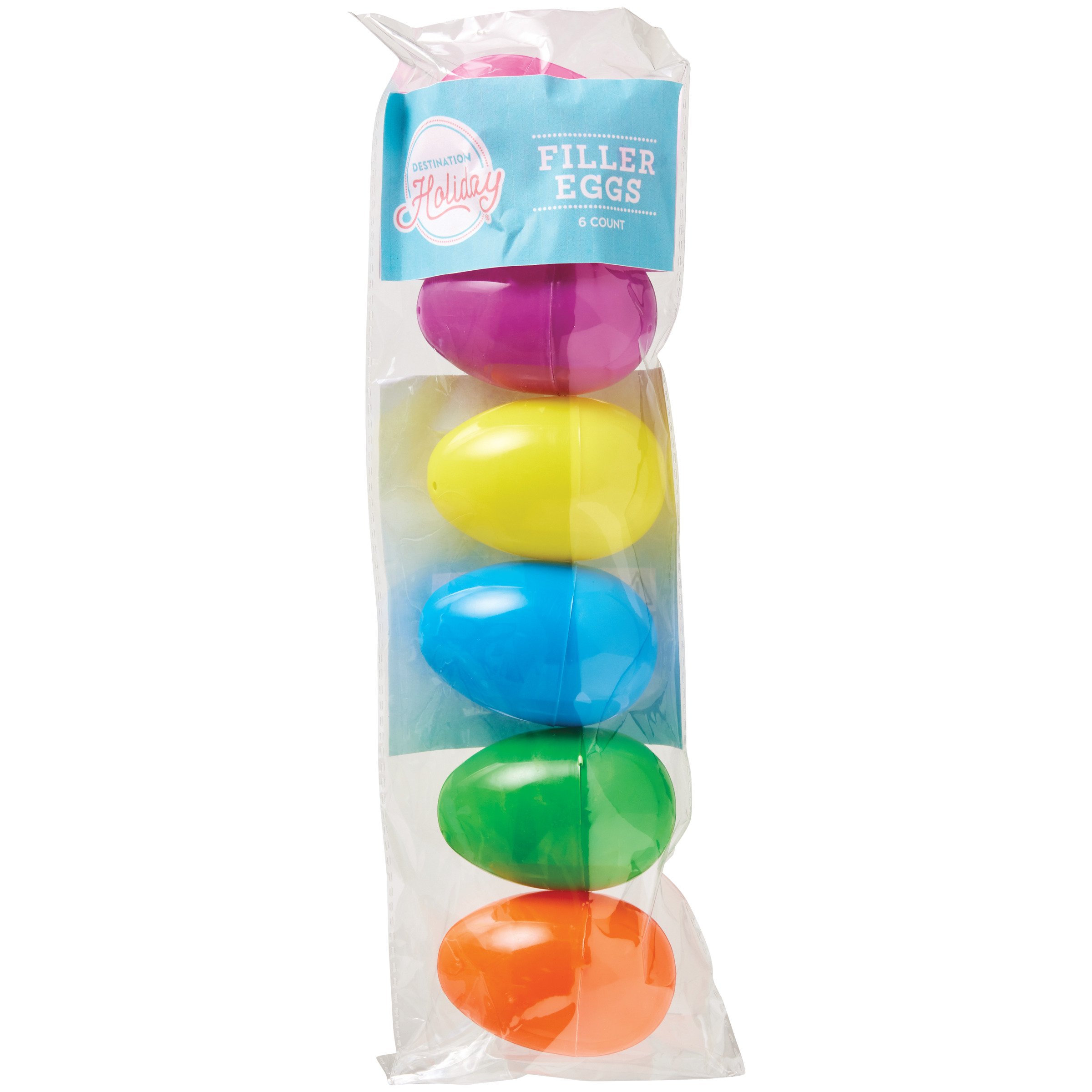 Destination Holiday Assorted Bright Plastic Easter Filler Eggs, 6 ct