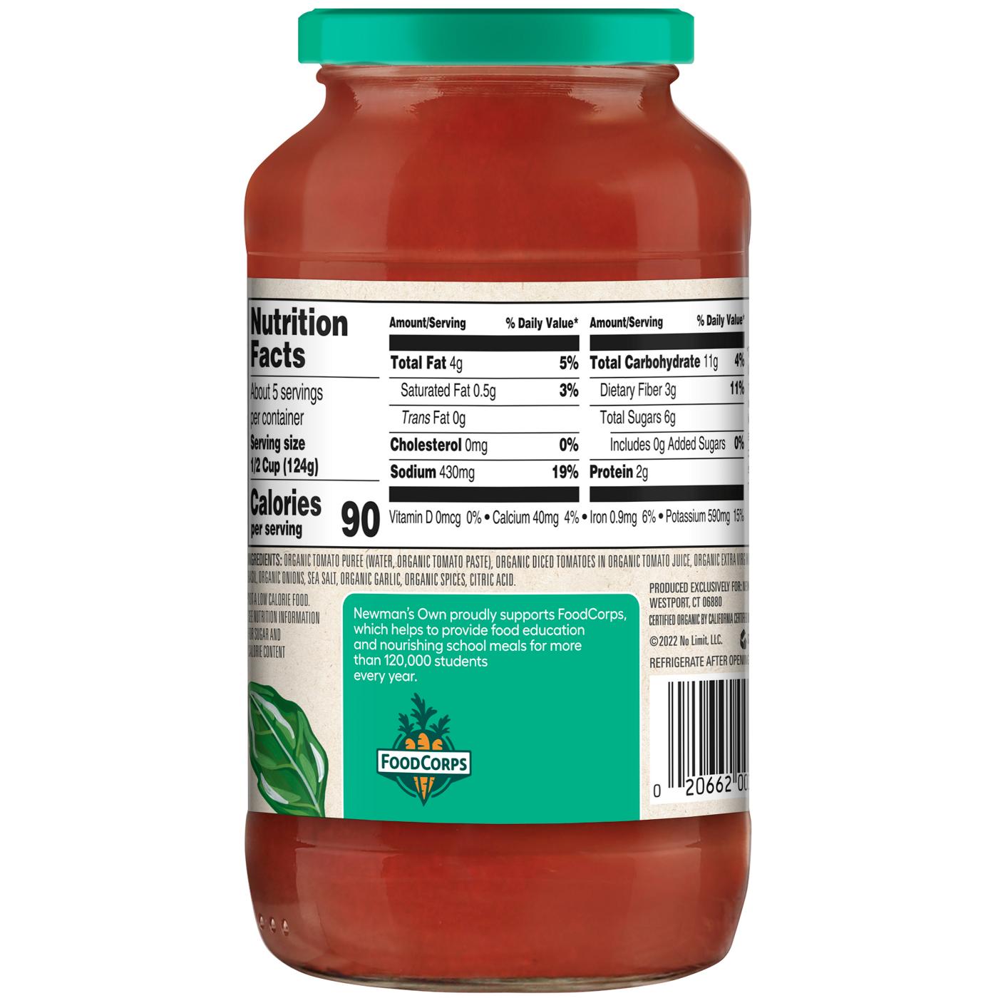 Newman s Own Organics Tomato Basil Pasta Sauce