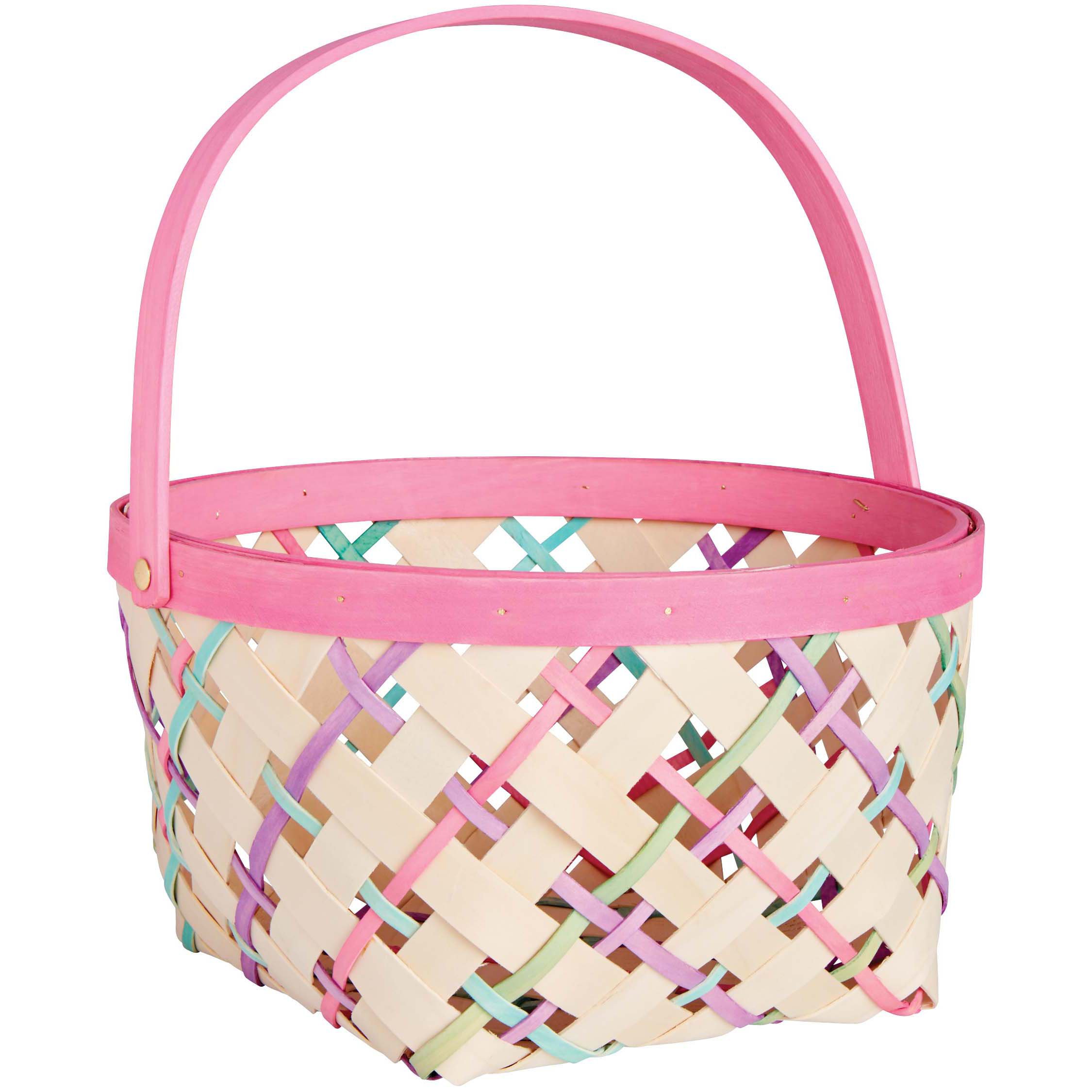 Destination Holiday Pink Rim Chip wood Basket Shop Seasonal Decor at