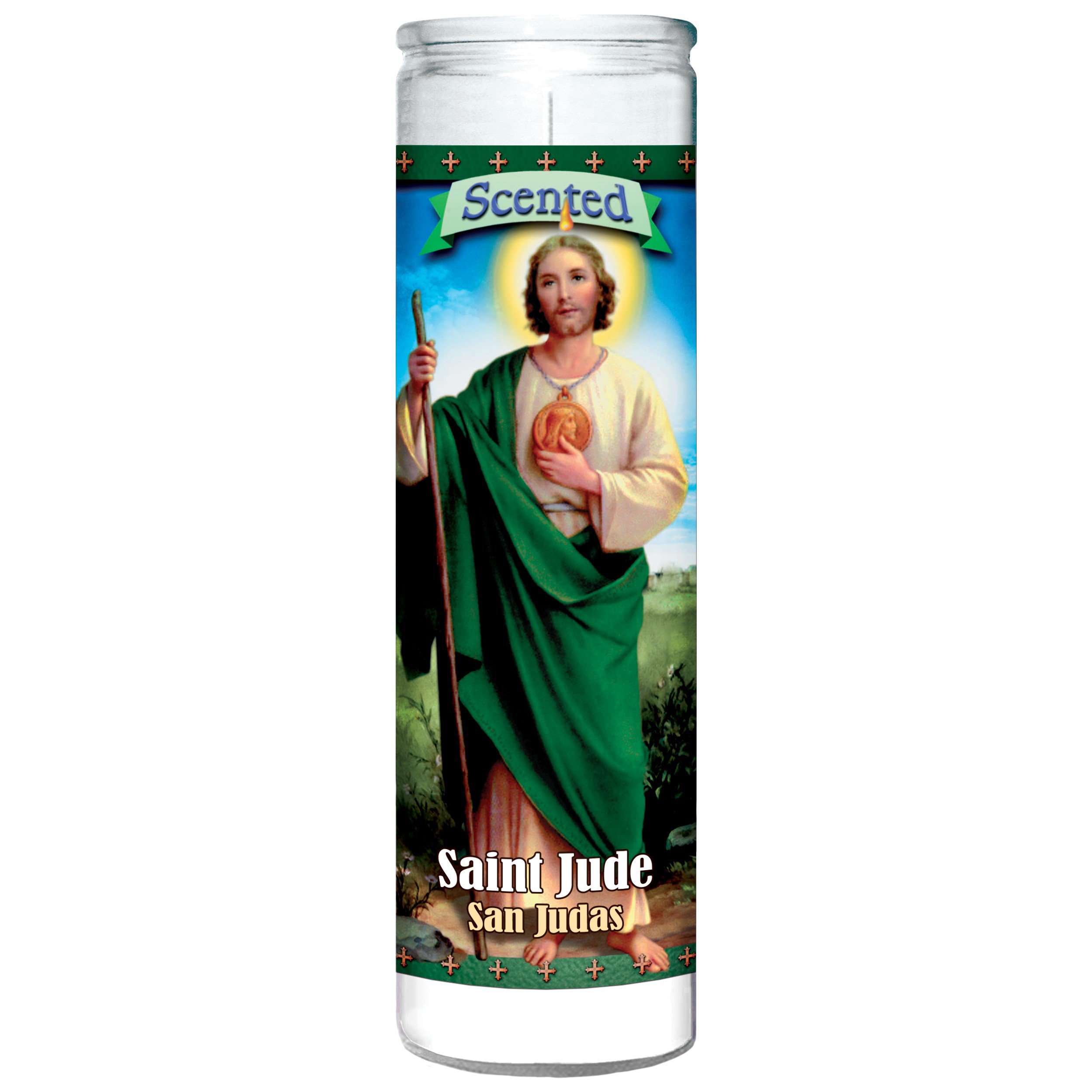 St. Jude Candle Co. White Jasmine Scented Religious Candle White Wax