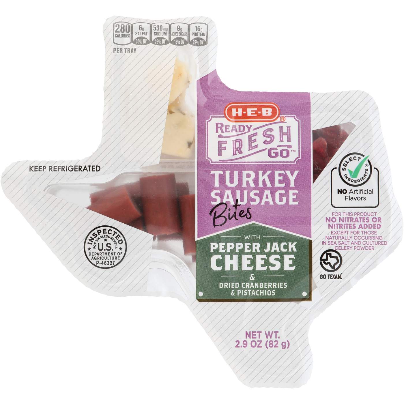 H-E-B Ready Fresh Go Snack Tray - Turkey Sausage Bites & Pepper