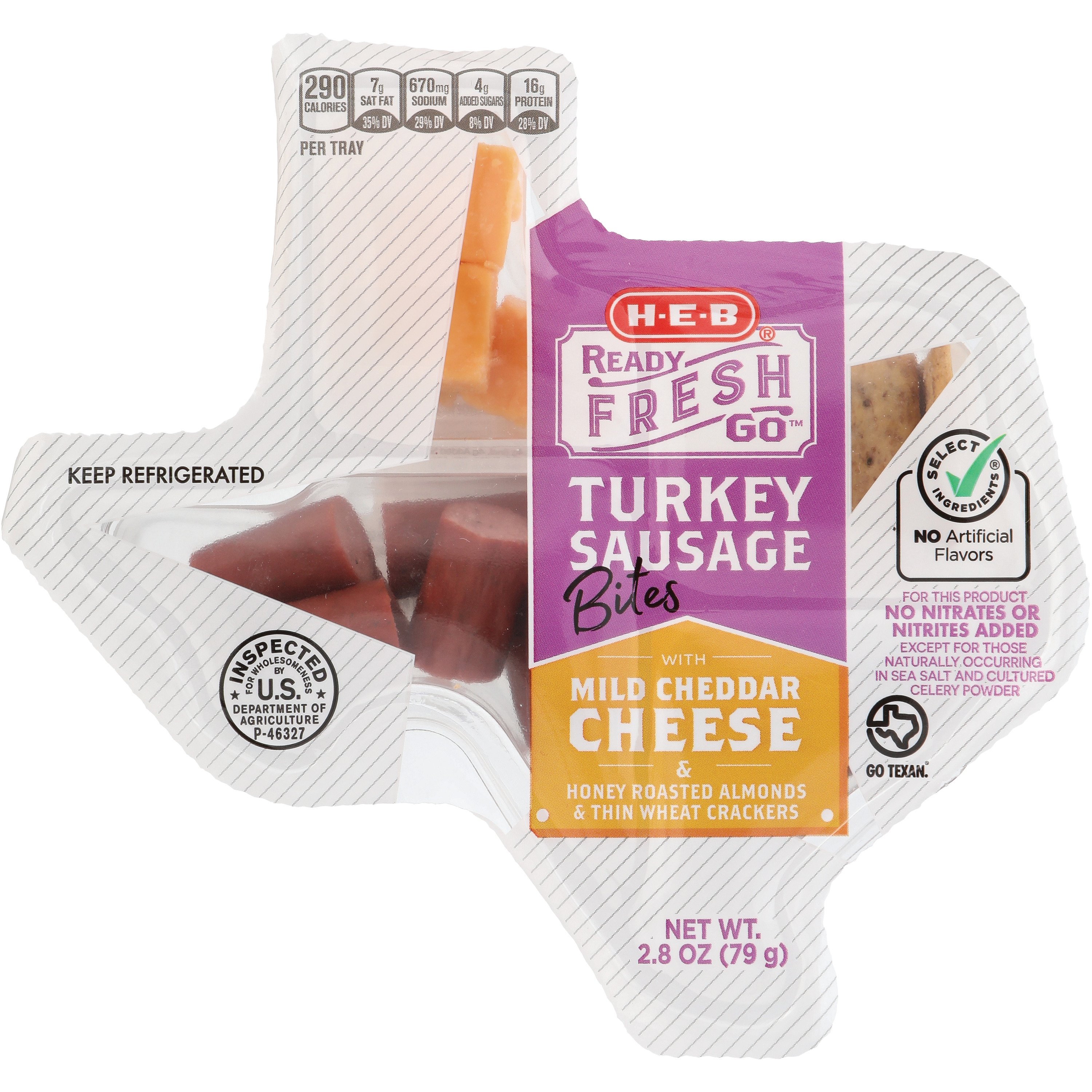 H-E-B Ready, Fresh, Go! Snack Tray - Turkey Sausage Bites & Mild ...