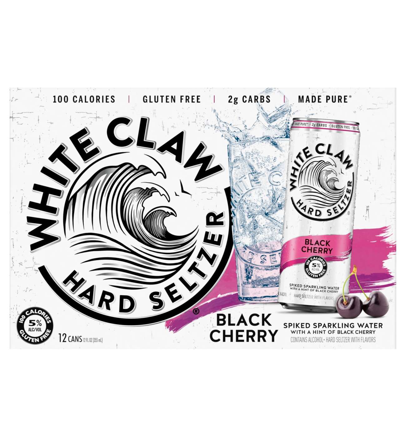 White Claw Black Cherry Hard Seltzer 12 pk Cans; image 1 of 2