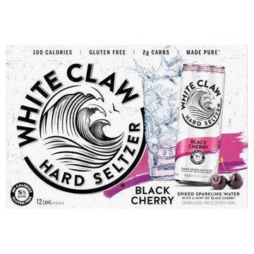 White Claw Black Cherry Hard Seltzer 12 pk Cans, 12 oz
