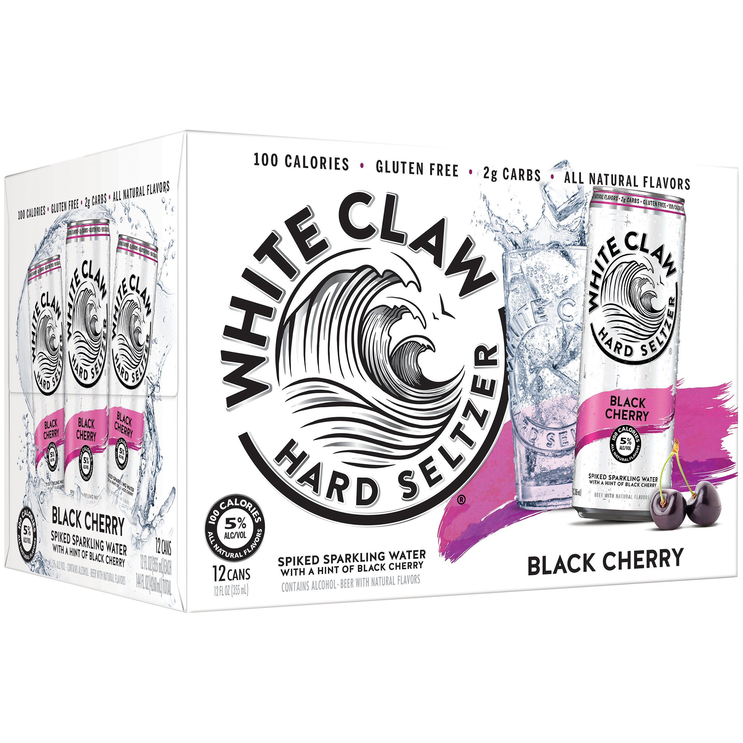 White Claw Hard Seltzer Black Cherry, 12 cans / 12 fl oz - King Soopers