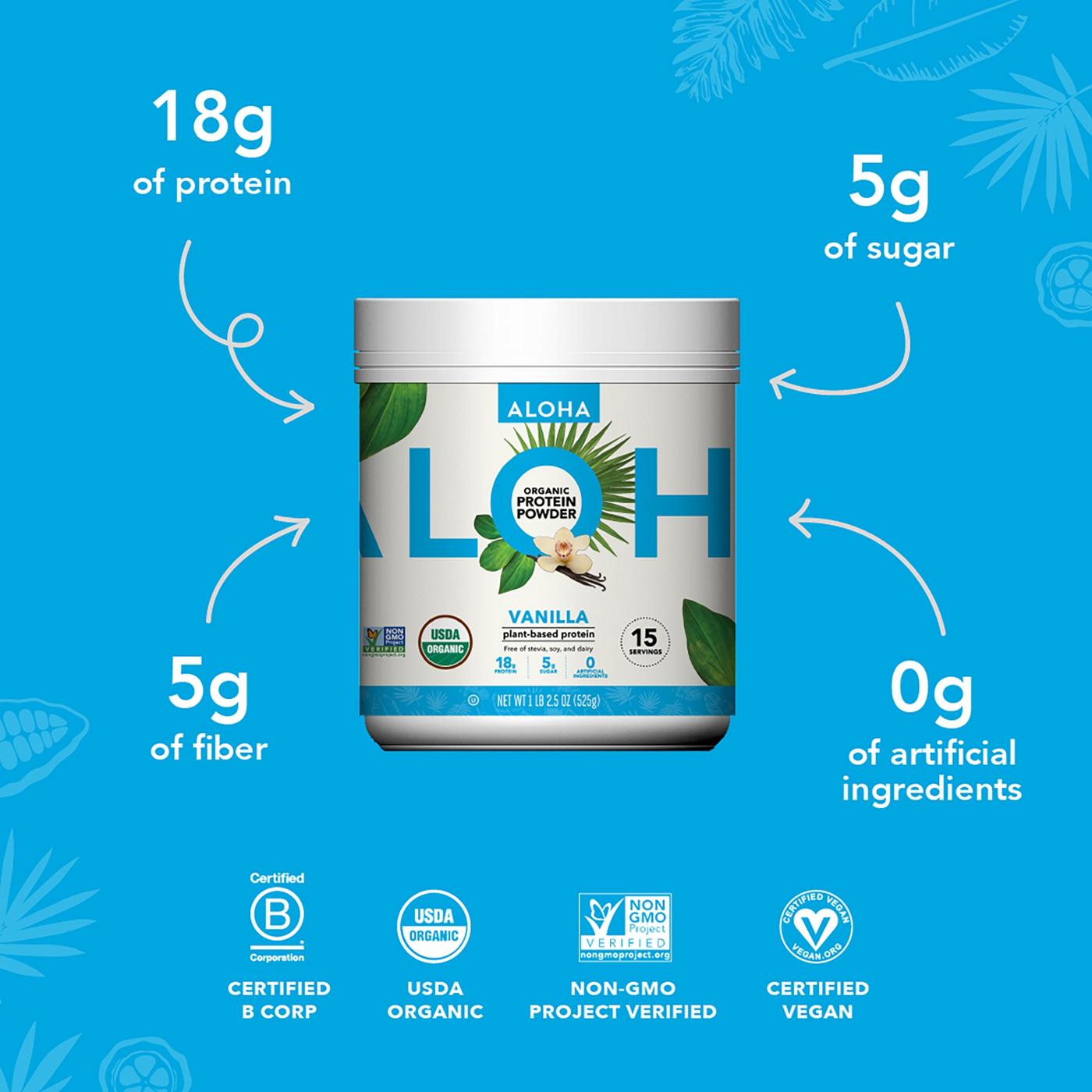 Aloha Organic PlantBased 18g Protein Powder Vanilla Shop Diet