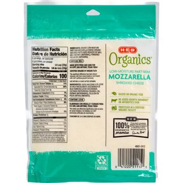 H-E-B Organics Low Moisture Part-Skim Mozzarella Shredded Cheese
