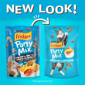 Friskies Purina Cat Treats Party Mix - Lobster & Mac 'N' Cheese Flavors