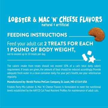 Friskies Purina Cat Treats Party Mix - Lobster & Mac 'N' Cheese Flavors