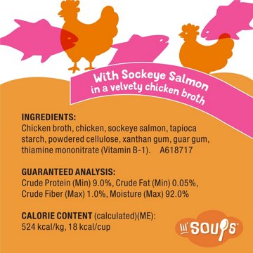 Friskies Purina Grain Free Lickable Cat Food Toppers Lil’ Soups - Sockeye Salmon in Chicken Broth