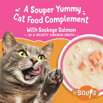 Friskies Purina Grain Free Lickable Cat Food Toppers Lil’ Soups - Sockeye Salmon in Chicken Broth