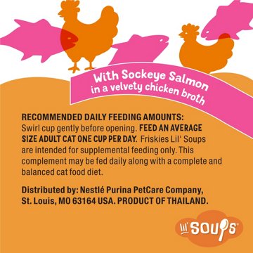 Friskies Purina Grain Free Lickable Cat Food Toppers Lil’ Soups - Sockeye Salmon in Chicken Broth