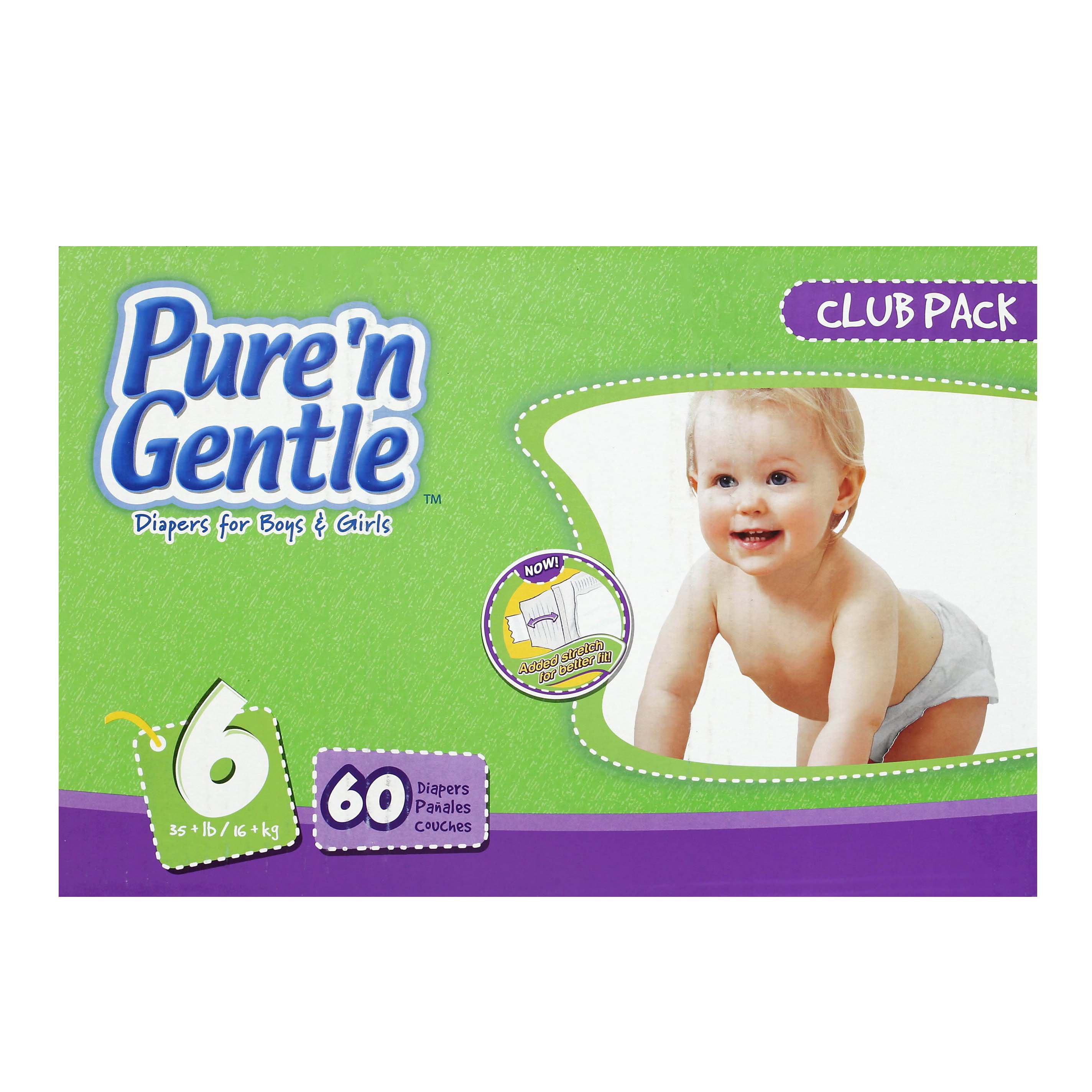 Pure'n Gentle Diapers for Boys & Girls 60 ct Shop Diapers at HEB