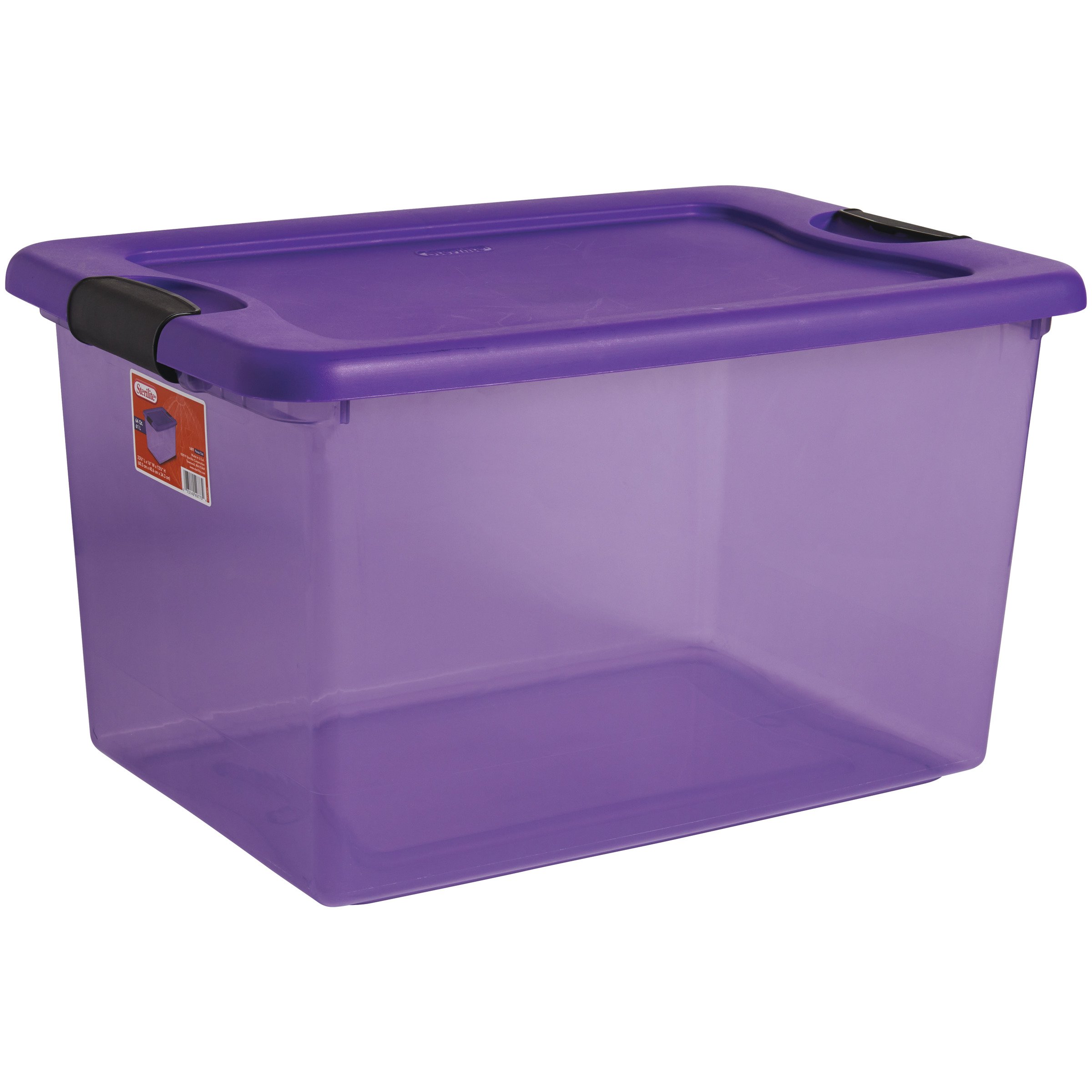 Sterilite 32qt Clear View Storage Bin with Latch Purple