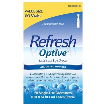 Refresh Optive Lubricant Eye Drops, 60 ct