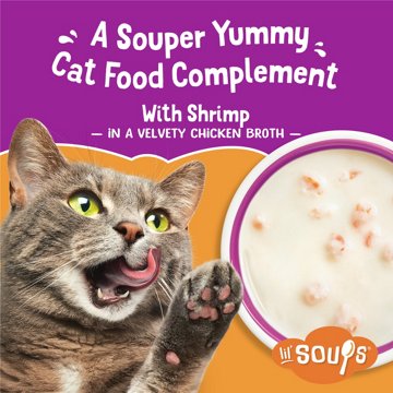 Friskies Purina Grain Free Lickable Cat Food Toppers Lil’ Soups - Shrimp in a Velvety Chicken Broth