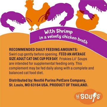 Friskies Purina Grain Free Lickable Cat Food Toppers Lil’ Soups - Shrimp in a Velvety Chicken Broth