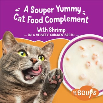 Friskies Purina Grain Free Lickable Cat Food Toppers Lil’ Soups - Shrimp in a Velvety Chicken Broth